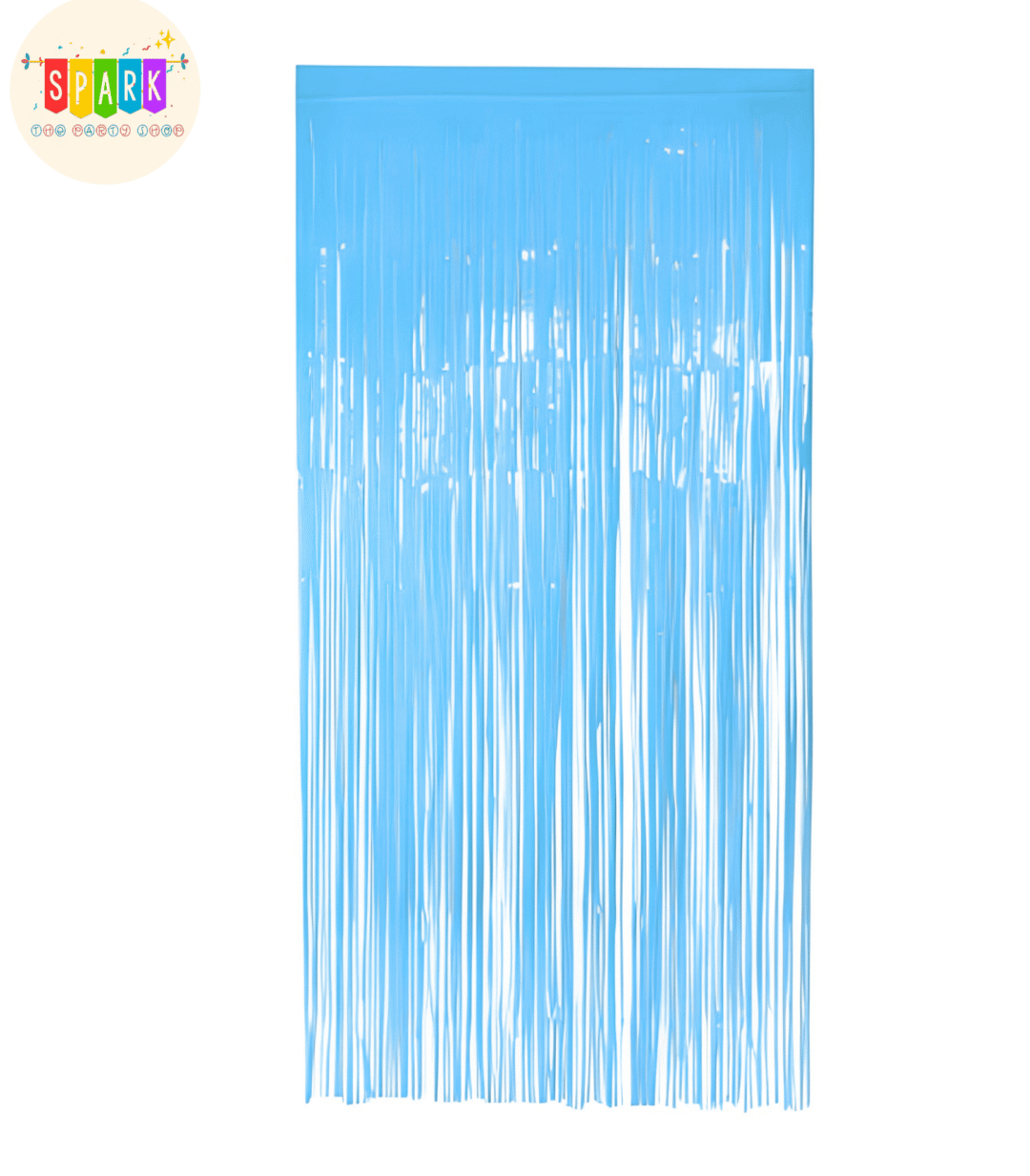 Pastel Blue Foil Fringe Curtains