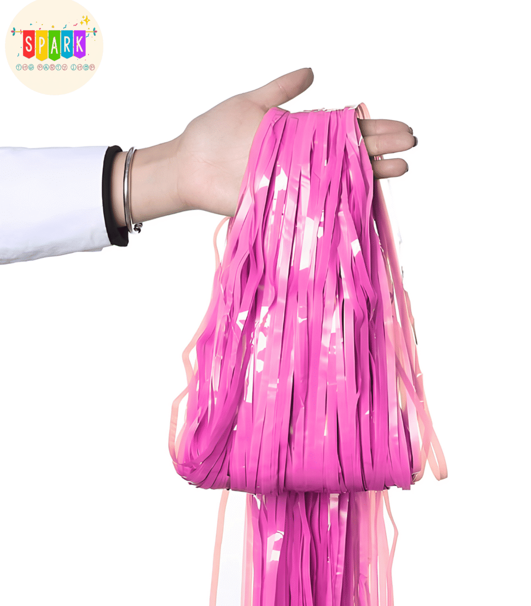 1050 (31) Pastel Pink Foil Fringe Curtain