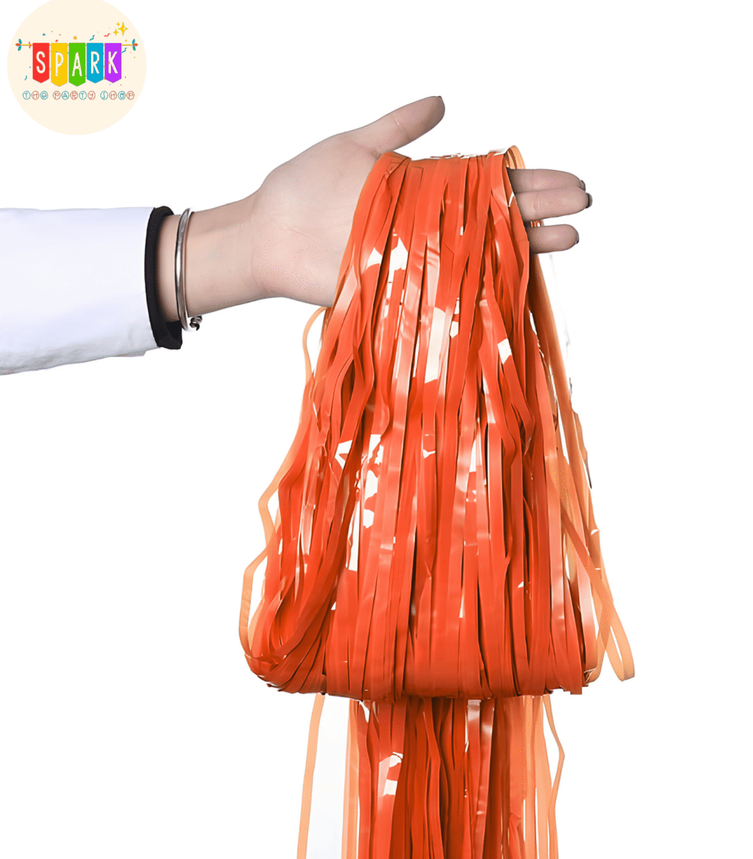 Pastel Orange Foil Fringe Curtains