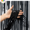 1050 (37) Pastel Black Foil Fringe Curtains