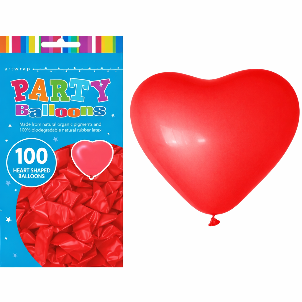 12-Inch Heart-Shaped Balloons (100 pcs)