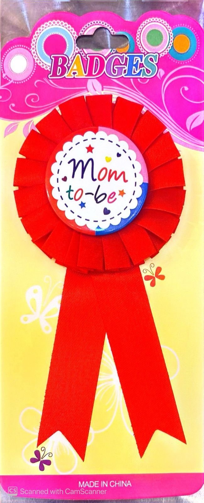 Red Mom to be Badge