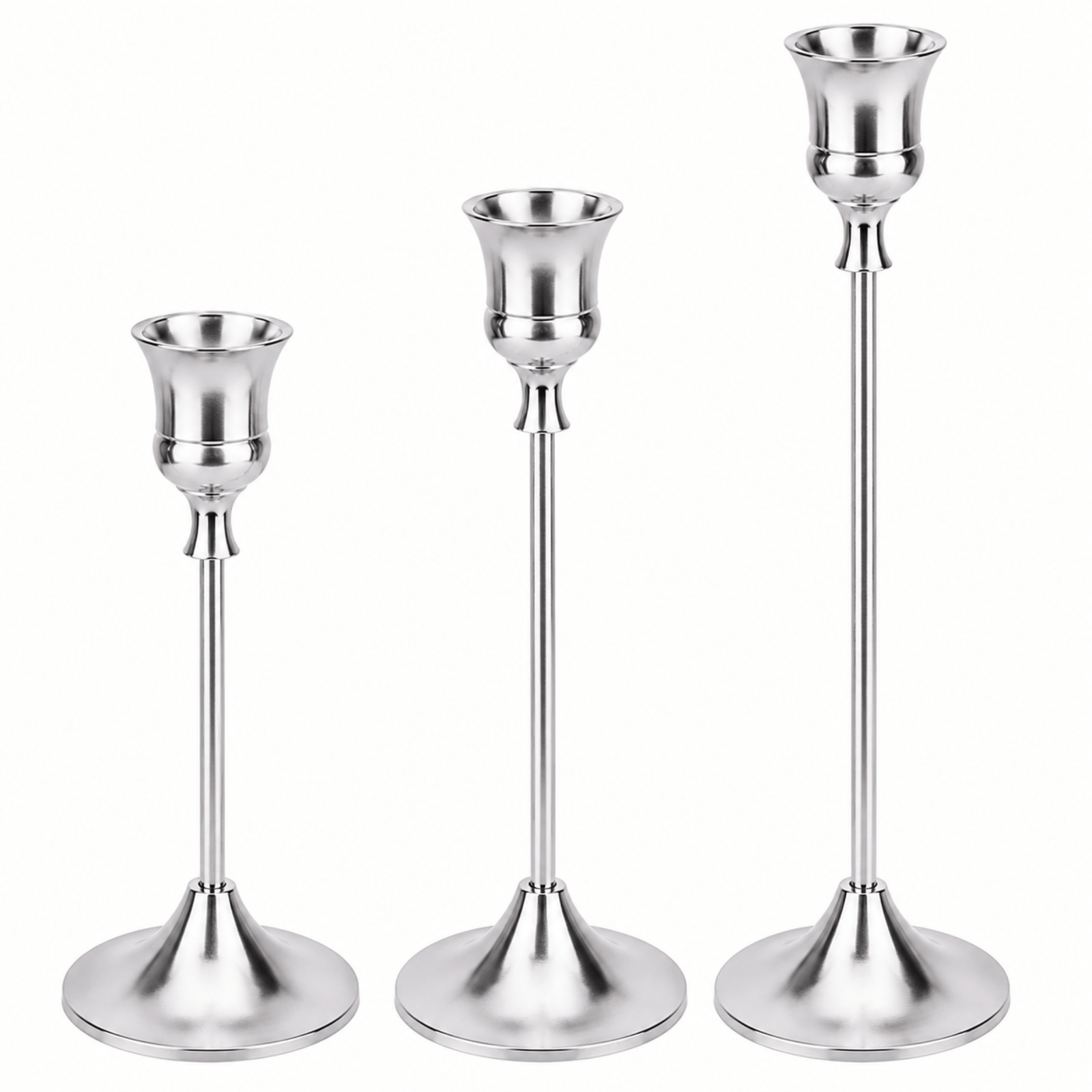 Metal Candle Stands (Silver)