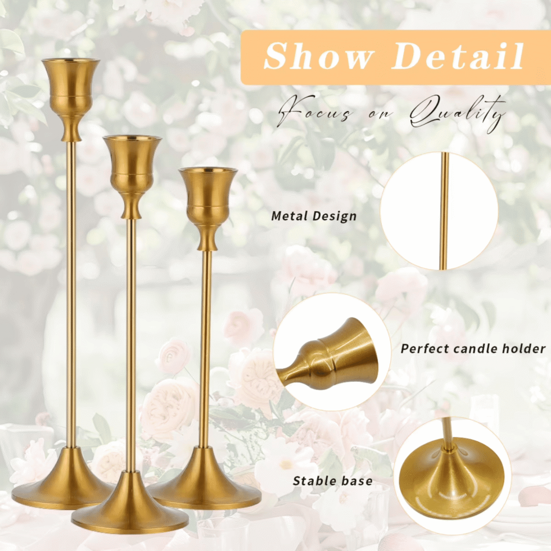 Metal Candle Stands (Golden)
