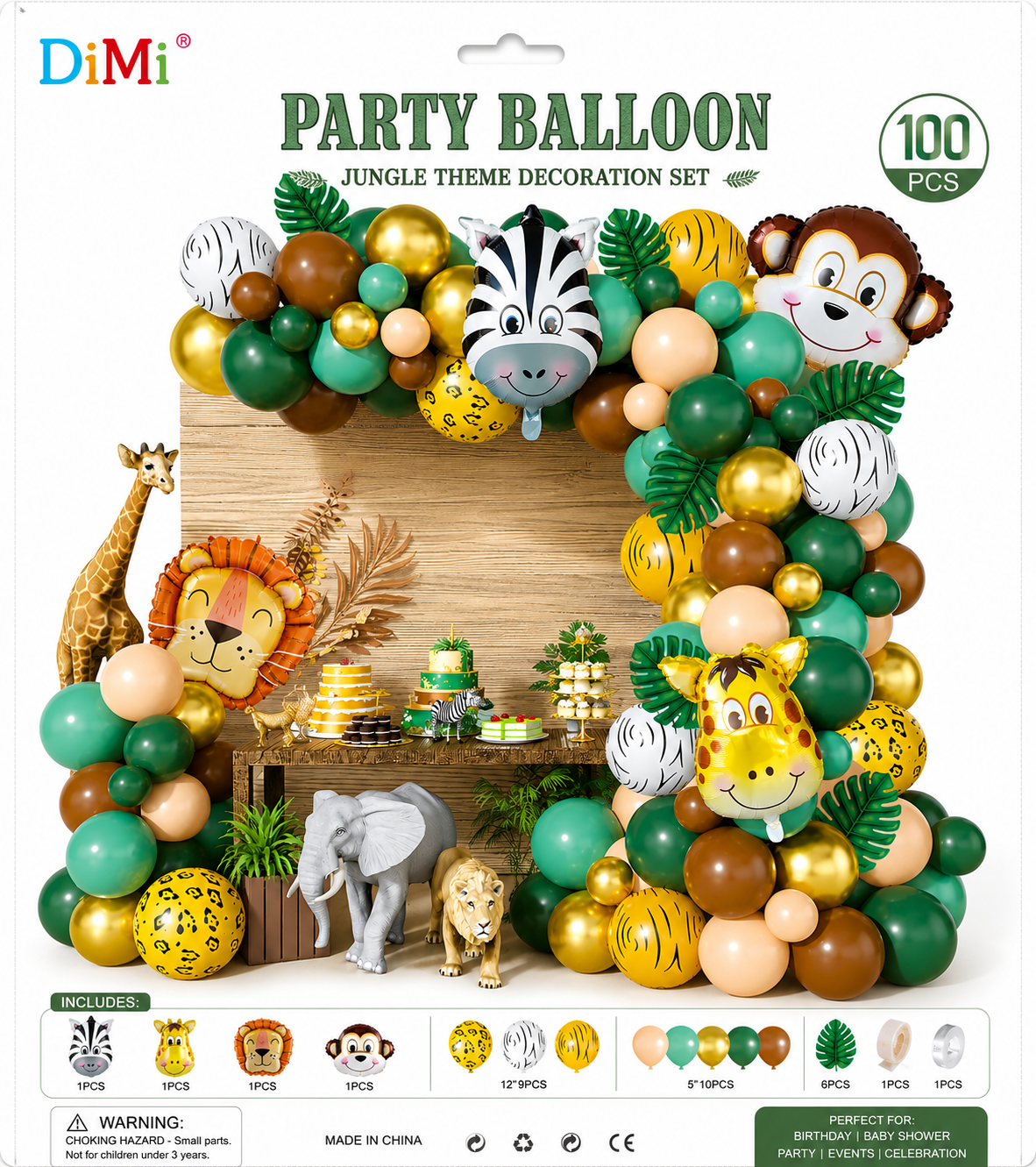 Jungle Theme Balloon Decoration Set (100 Pcs)