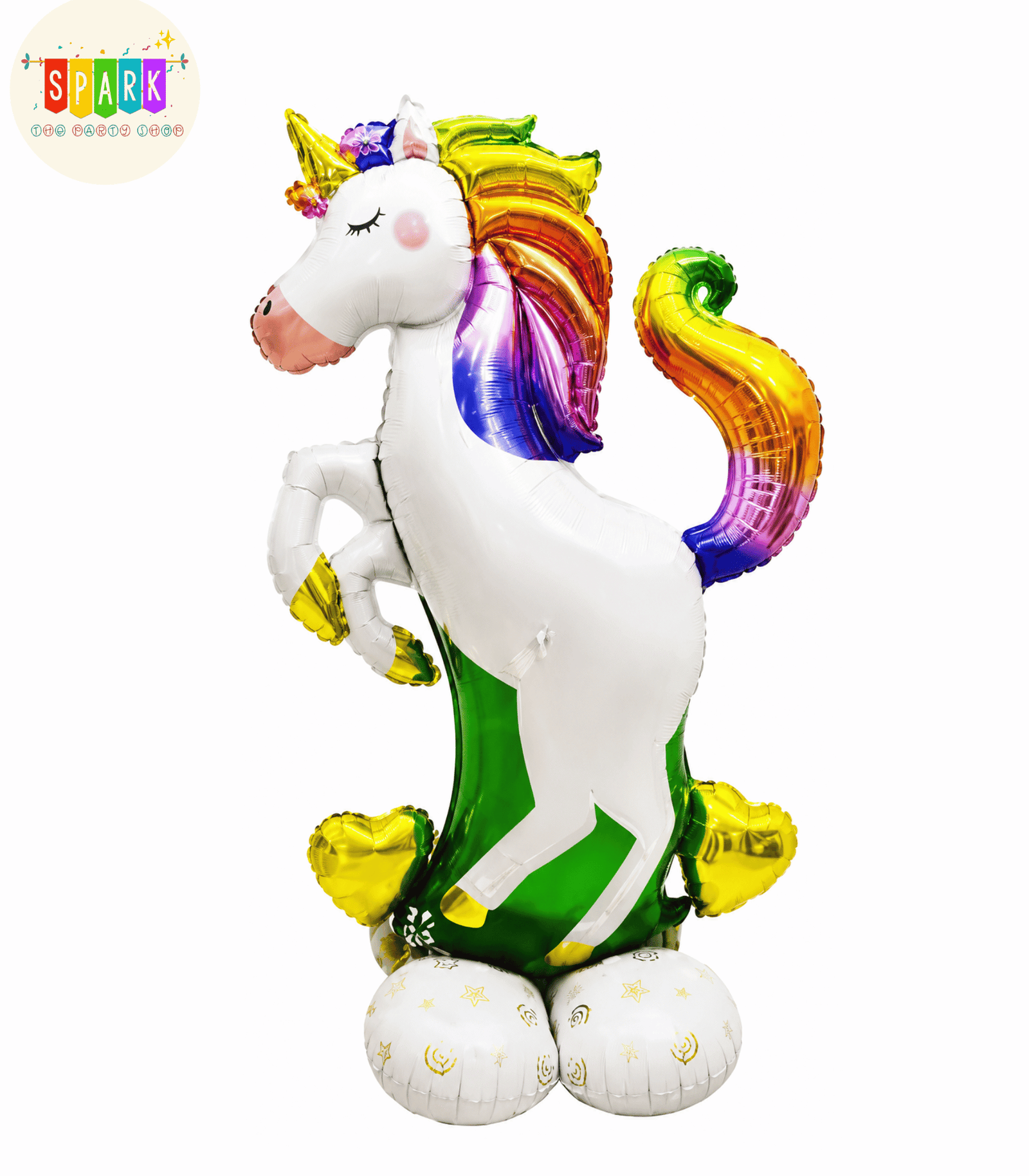 Giant Rainbow Unicorn Foil Balloon Stand