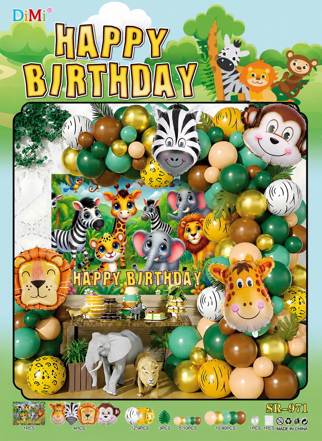 Jungle Safari Birthday Decoration Set