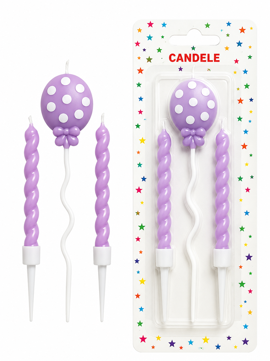 Balloon Birthday Candle Set – Purple (3 PCS)