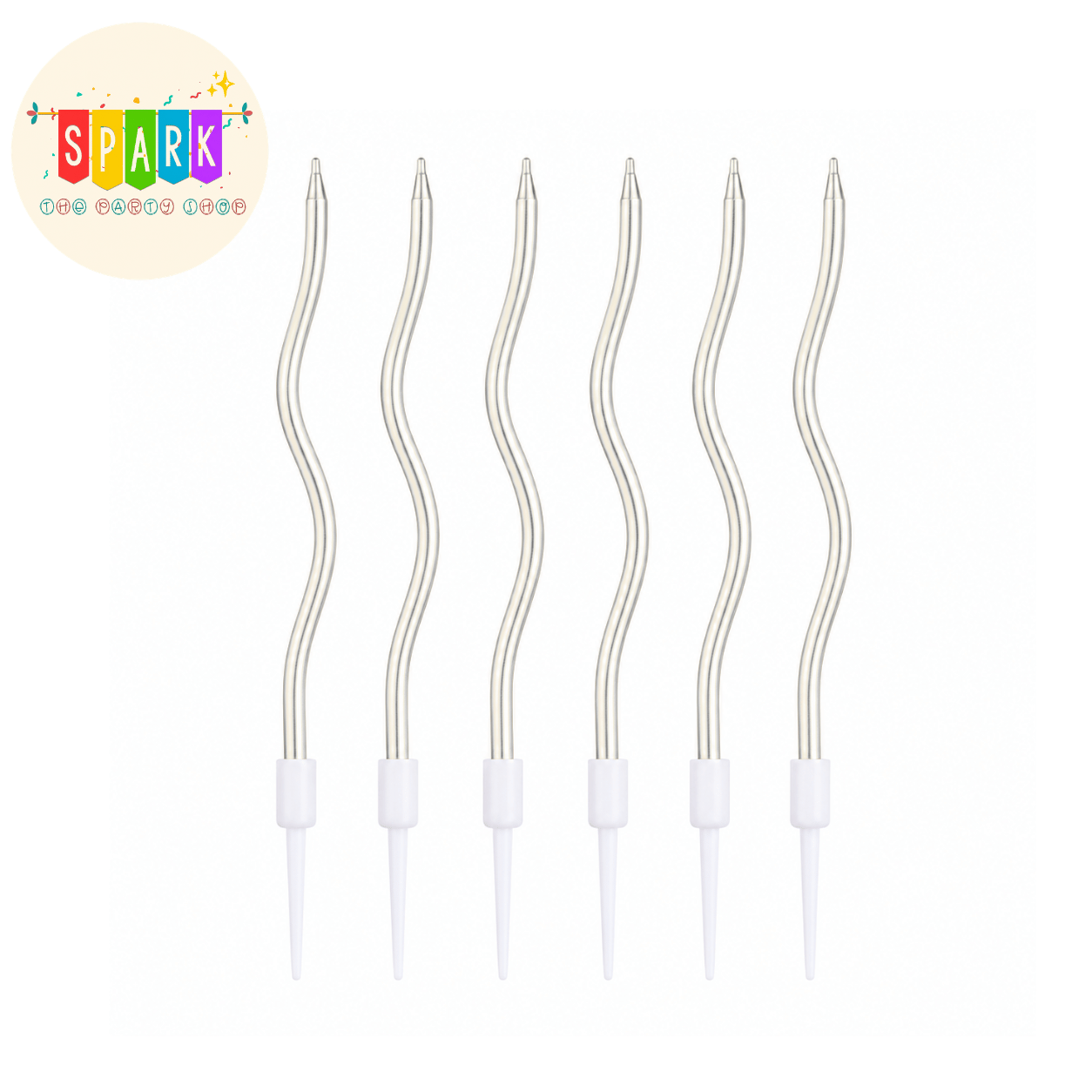 Silver Spiral Birthday Candles (6 Pcs)