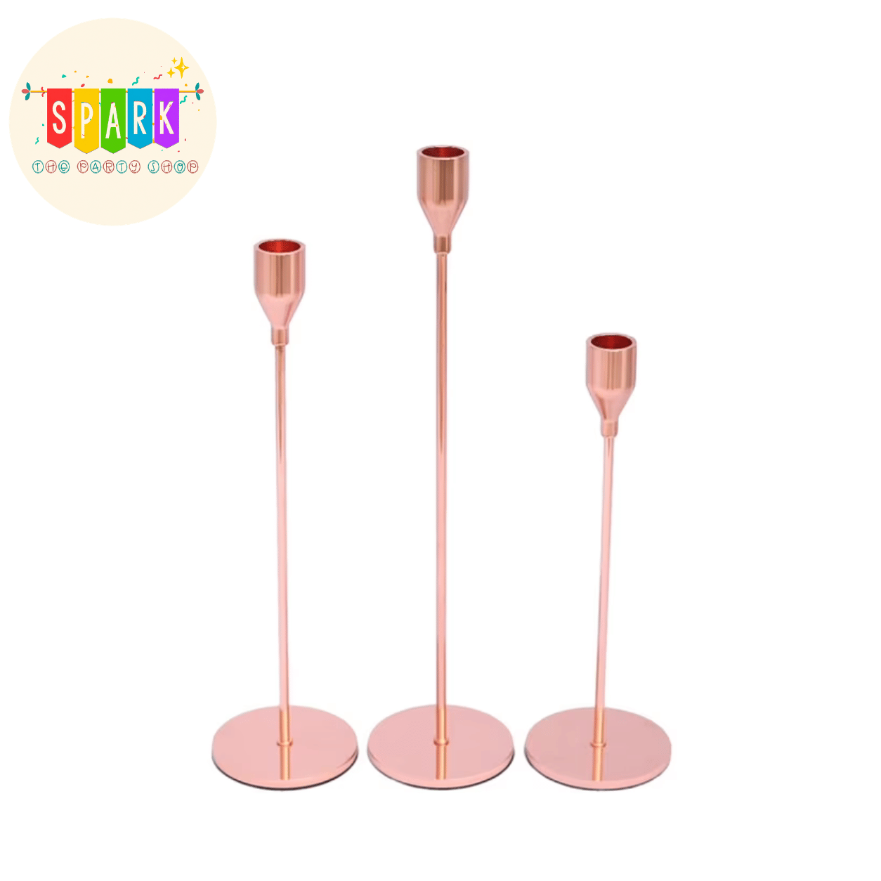 Rose Gold Metal Candle Holder Set