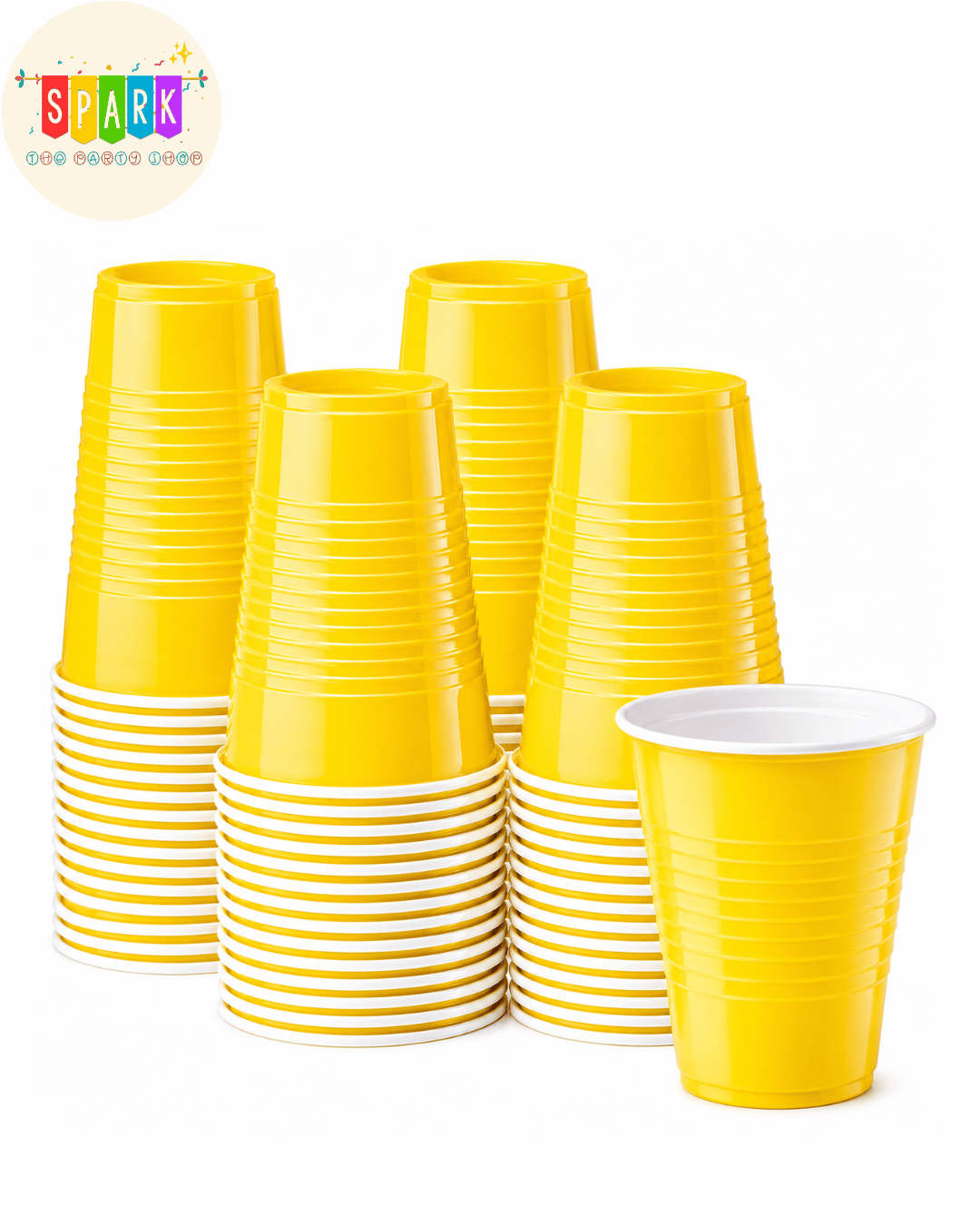 Yellow Plastic Party Cups – 50 Pieces