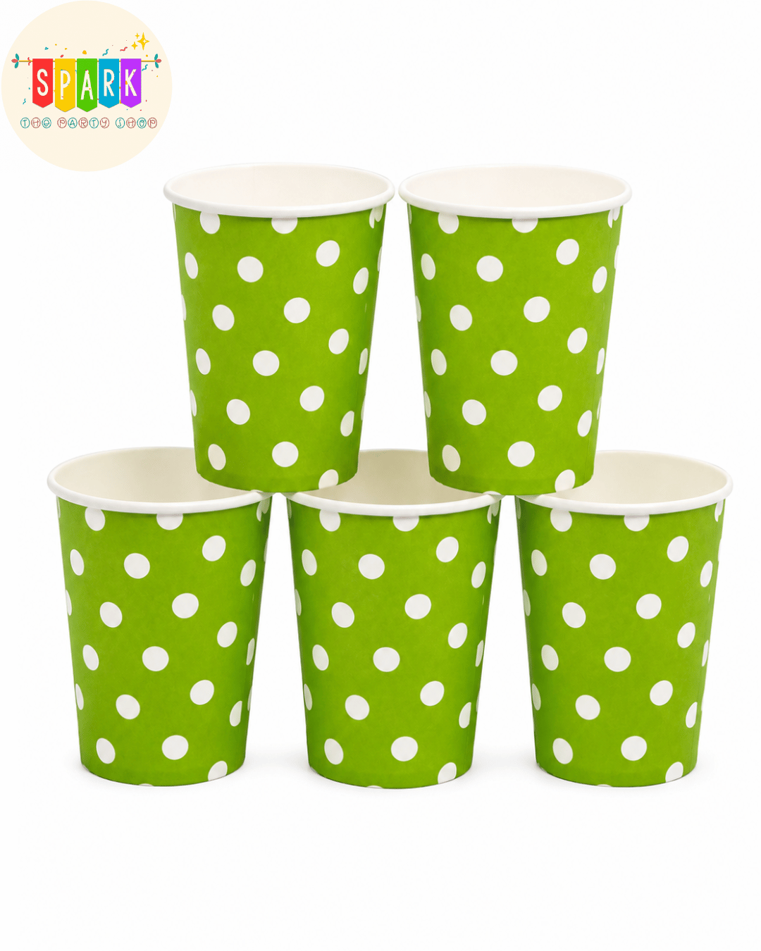 Green Polka Dot Paper Cups – 10 Pieces