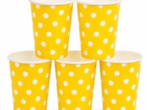 Yellow Polka Dot Paper Cups – 10 Pieces