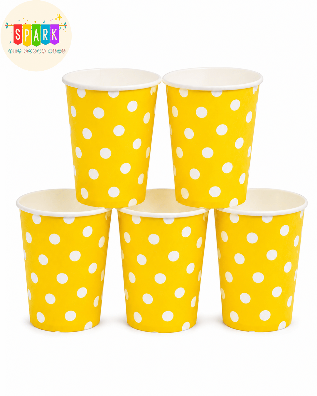 Yellow Polka Dot Paper Cups – 10 Pieces