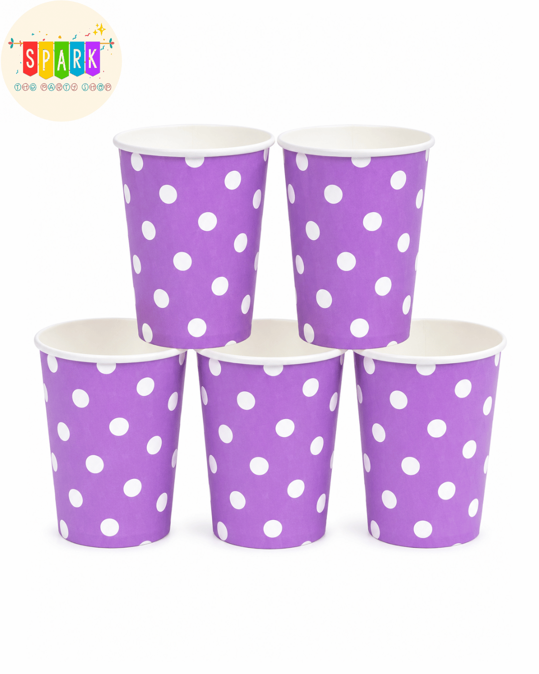 Purple Polka Dot Paper Cups – 10 Pieces