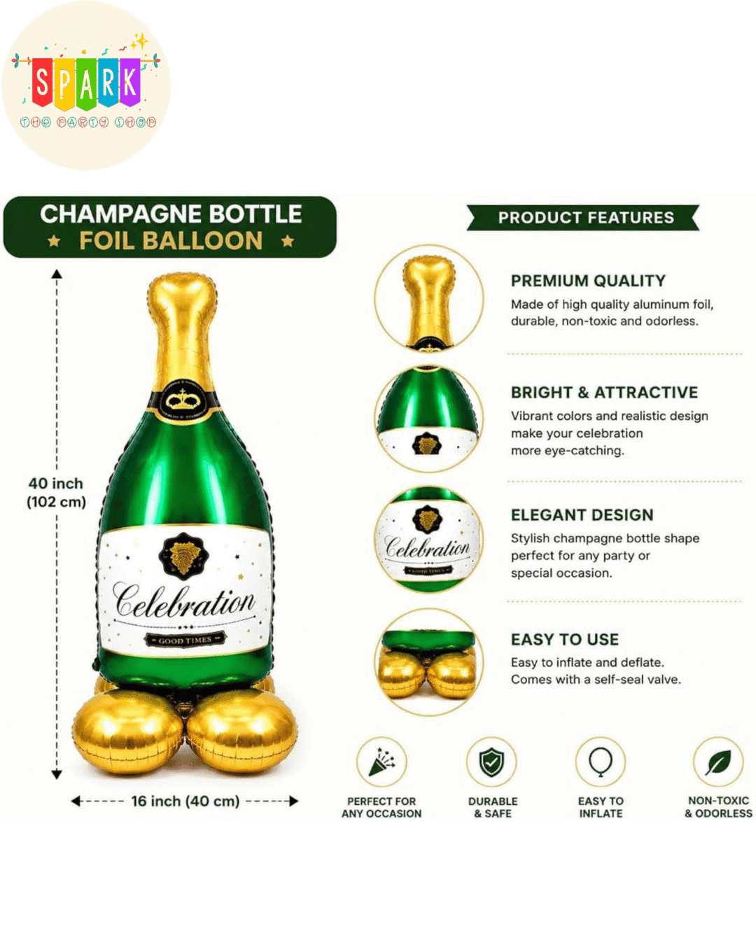 Untitled design - 2026-07-23T150939.415 Champagne Bottle Standing Foil Balloon – 40 Inch
