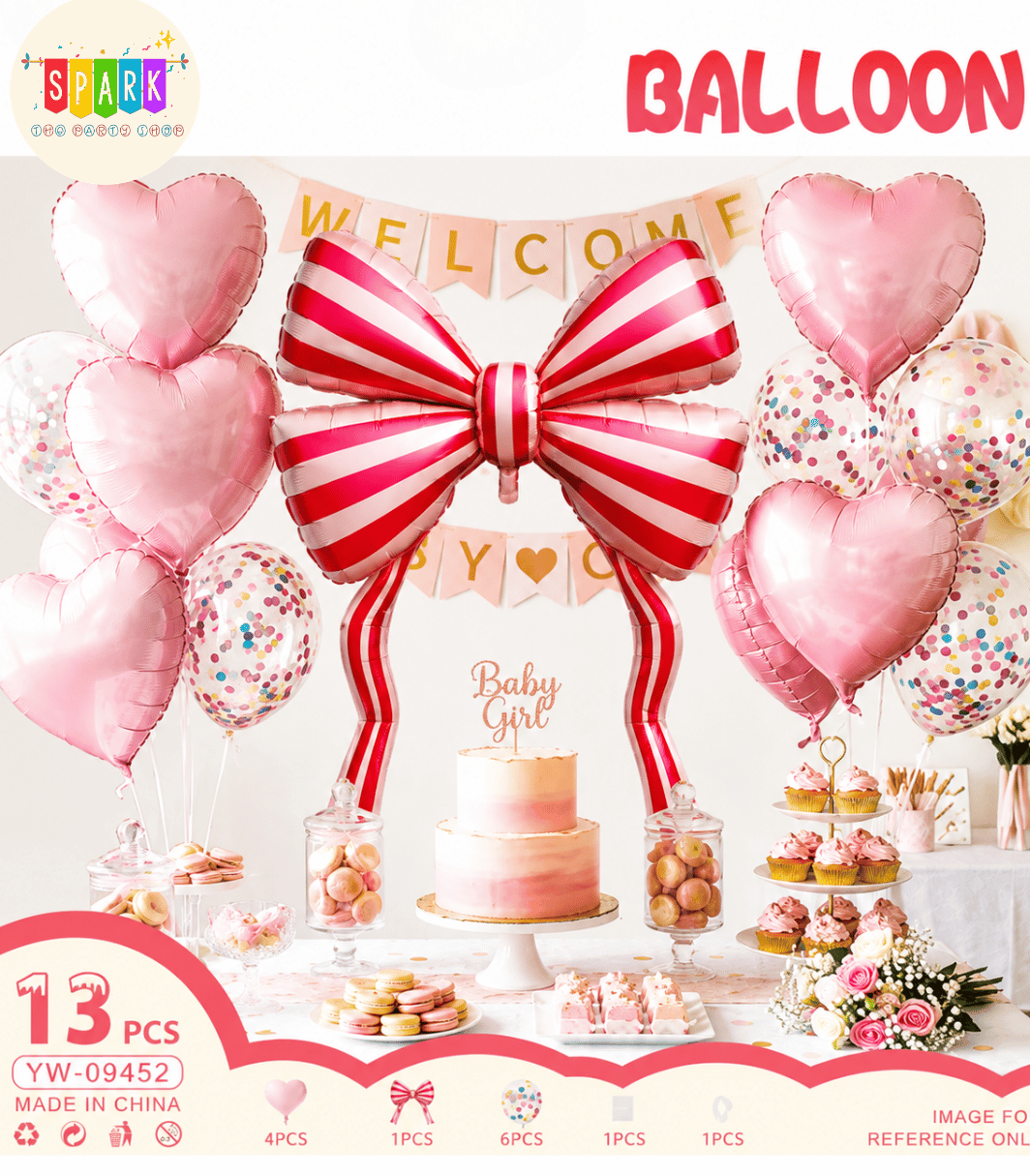 Pink Bow Balloon Decoration Set (13 PCS)