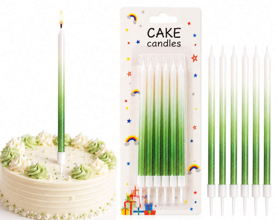 d8f39740-ed69-4964-a804-76af26efa42b Slim Birthday Candles – Green Gradient (6 PCS)