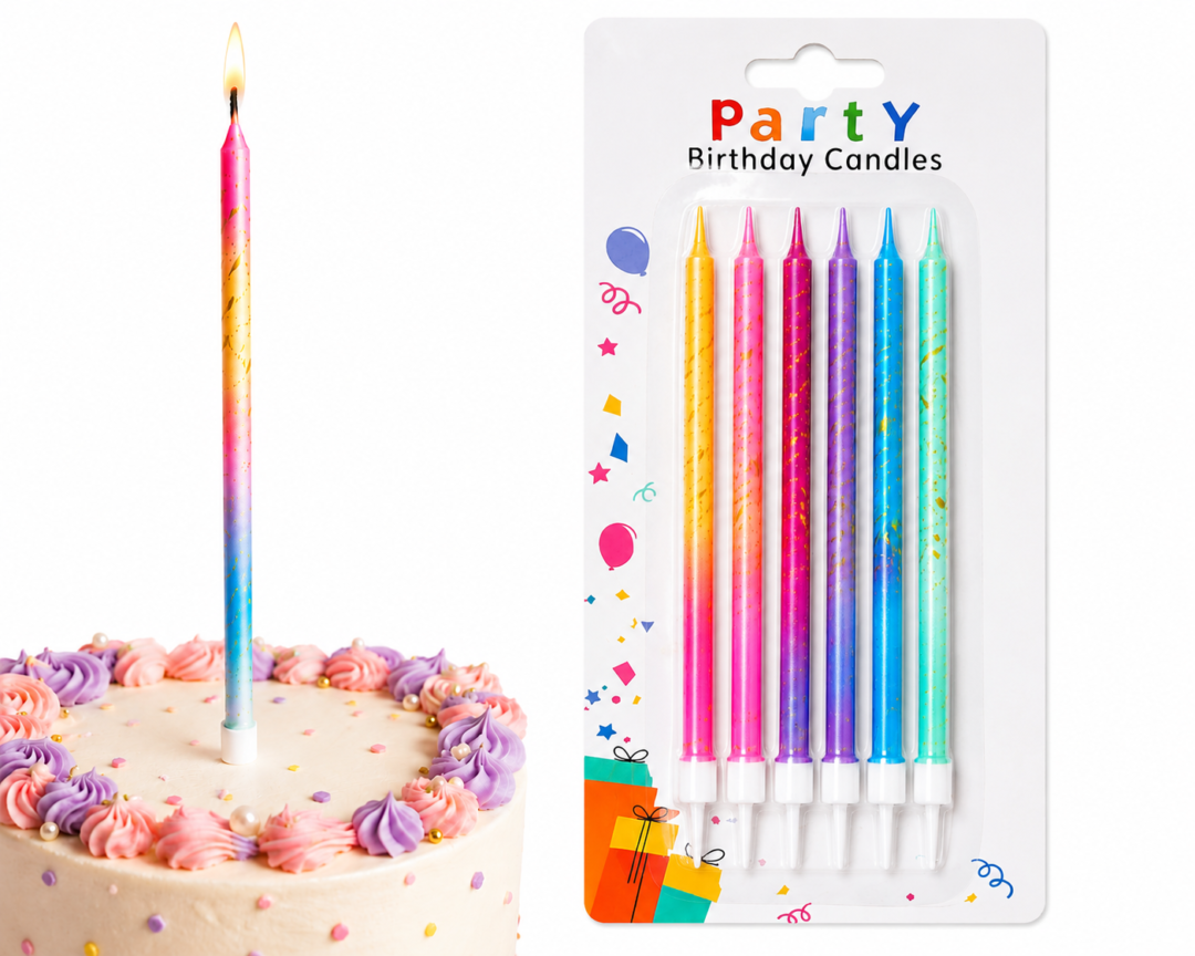 dab3858d-3a40-427e-9246-dc3a5e0a34c8 Slim Birthday Candles – Multicolor Gradient (6 PCS)