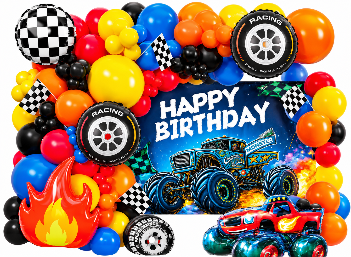 Monster Truck Birthday Balloon Decoration Set