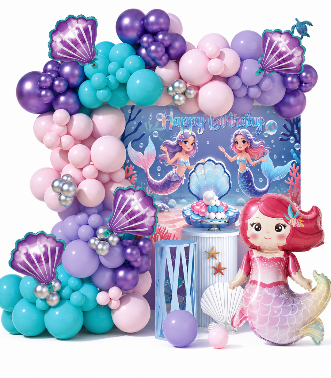 84e63707-12d9-4061-9cd9-3d09e0127676 Mermaid Birthday Balloon Decoration Set