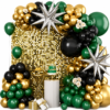 931bfd27-c973-4d06-bab7-50b5ff2860d3 Black, Gold, Emerald Green Luxury Balloon Garland Kit