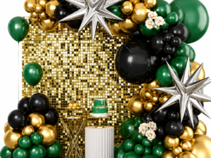 Black, Gold, Emerald Green Luxury Balloon Garland Kit