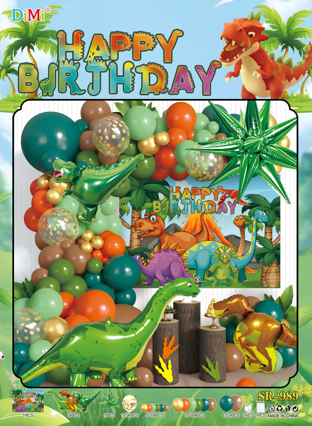 Untitled design - 2026-08-03T122526.275 Dinosaur Birthday Balloon Decoration Set