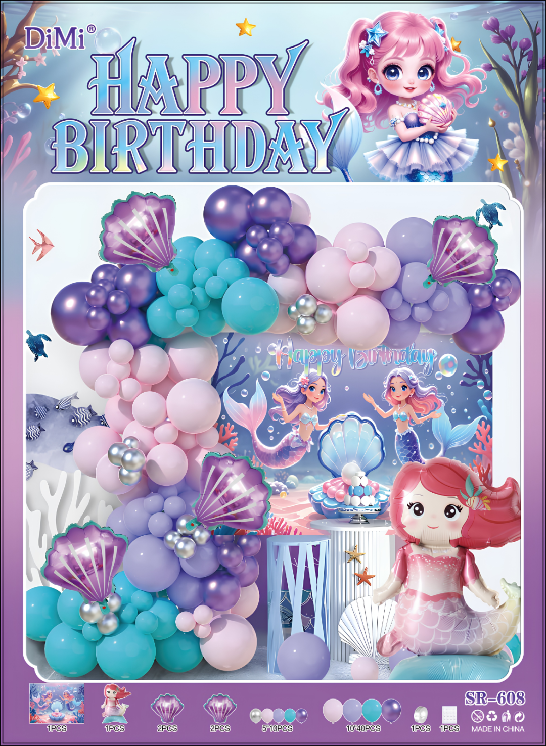 Untitled design - 2026-08-03T130840.846 Mermaid Birthday Balloon Decoration Set