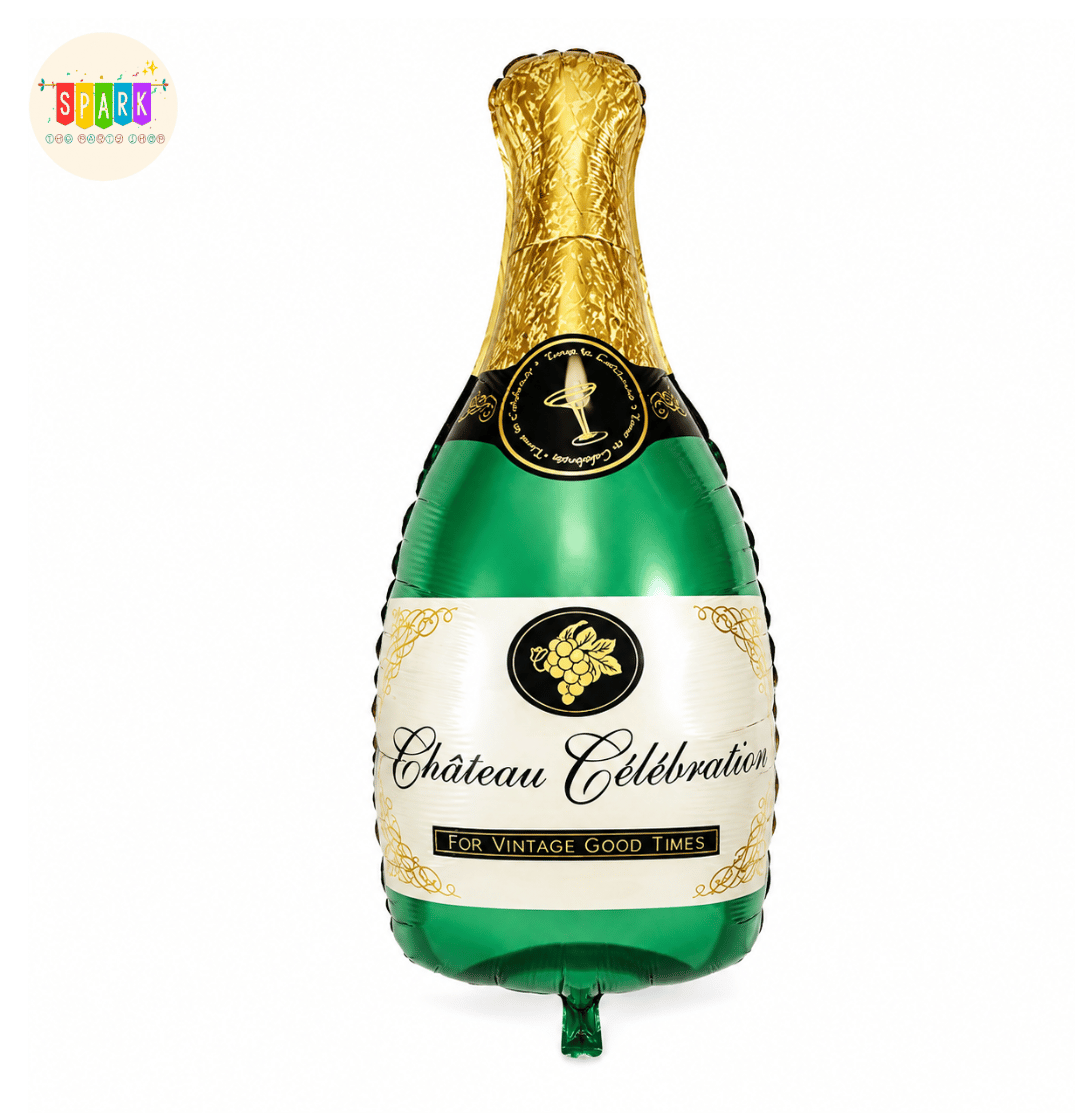 Green Champagne Bottle Foil Balloon