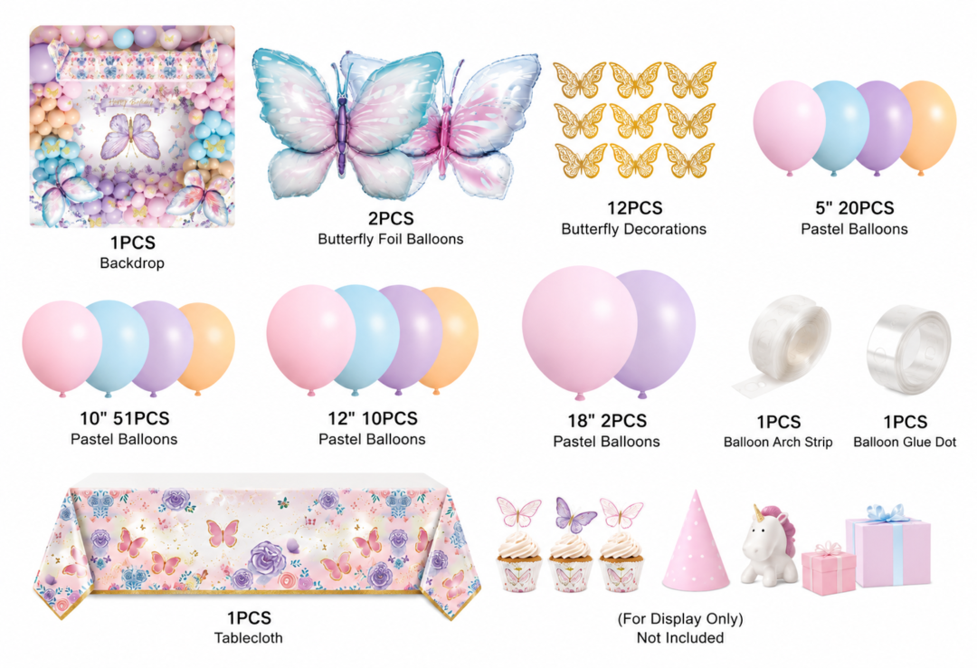 bad16ba5-e9e1-4575-8cf3-3bddcf8031c3 Butterfly Birthday Decoration Set