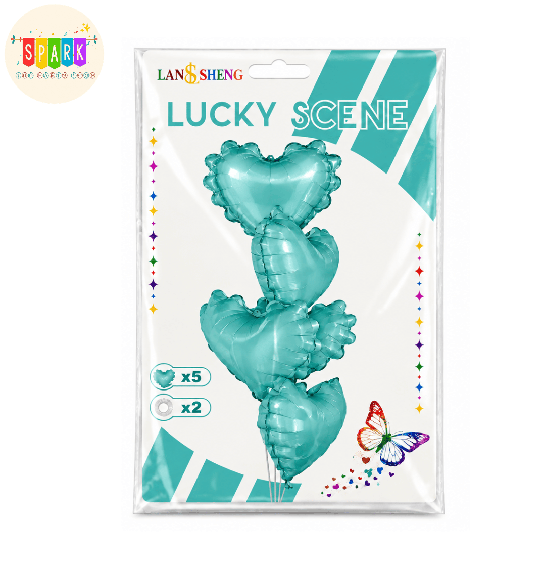 Bow Foil Balloon (34) Aqua Heart Foil Balloon Bouquet Set