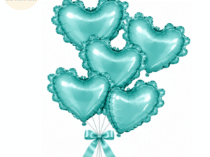 Aqua Heart Foil Balloon Bouquet Set
