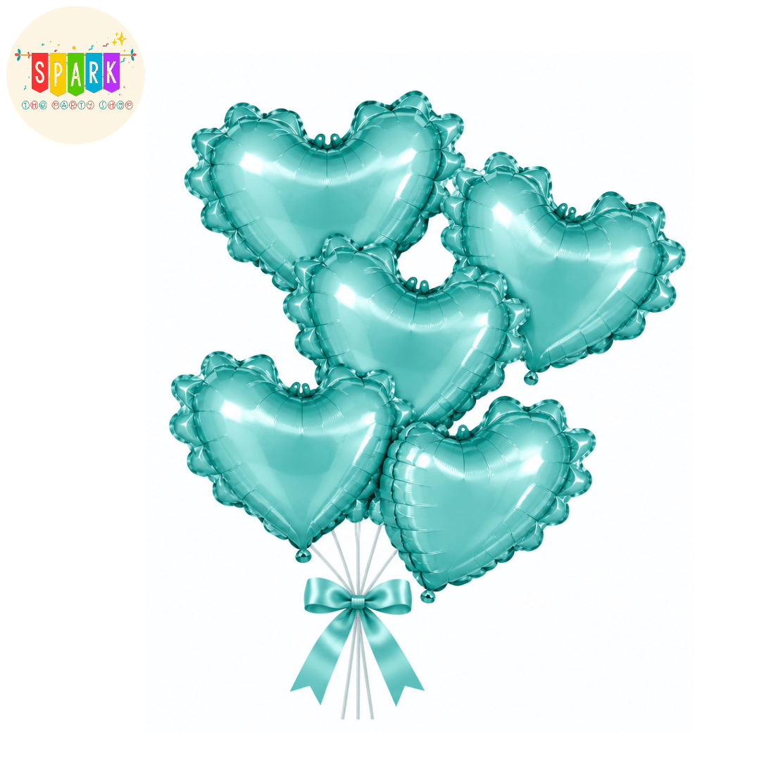 Aqua Heart Foil Balloon Bouquet Set