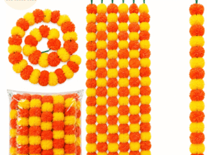 Bow Foil Balloon (50) Artificial Marigold Flower Garland – 5 Pcs Set