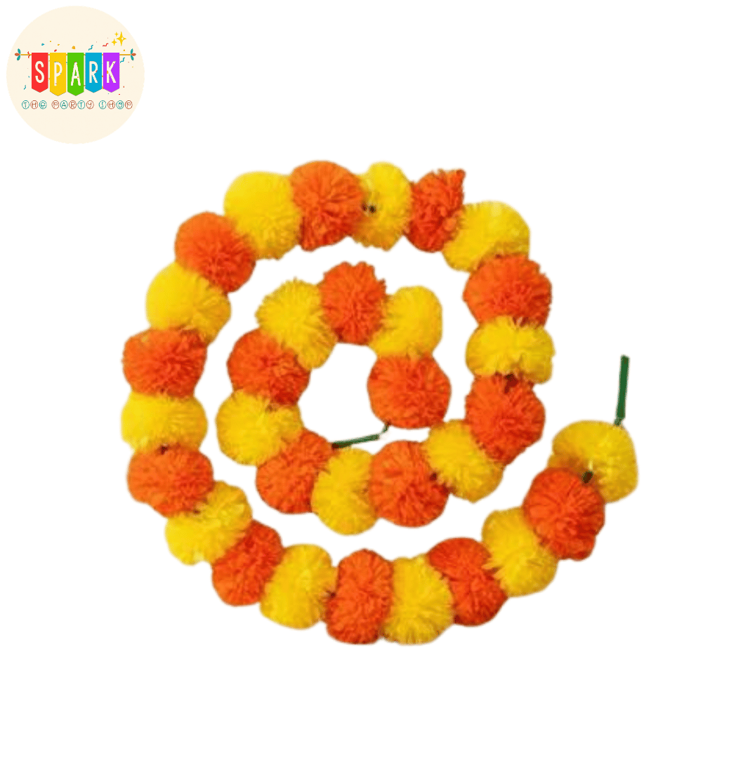Bow Foil Balloon (51) Artificial Marigold Flower Garland – 5 Pcs Set