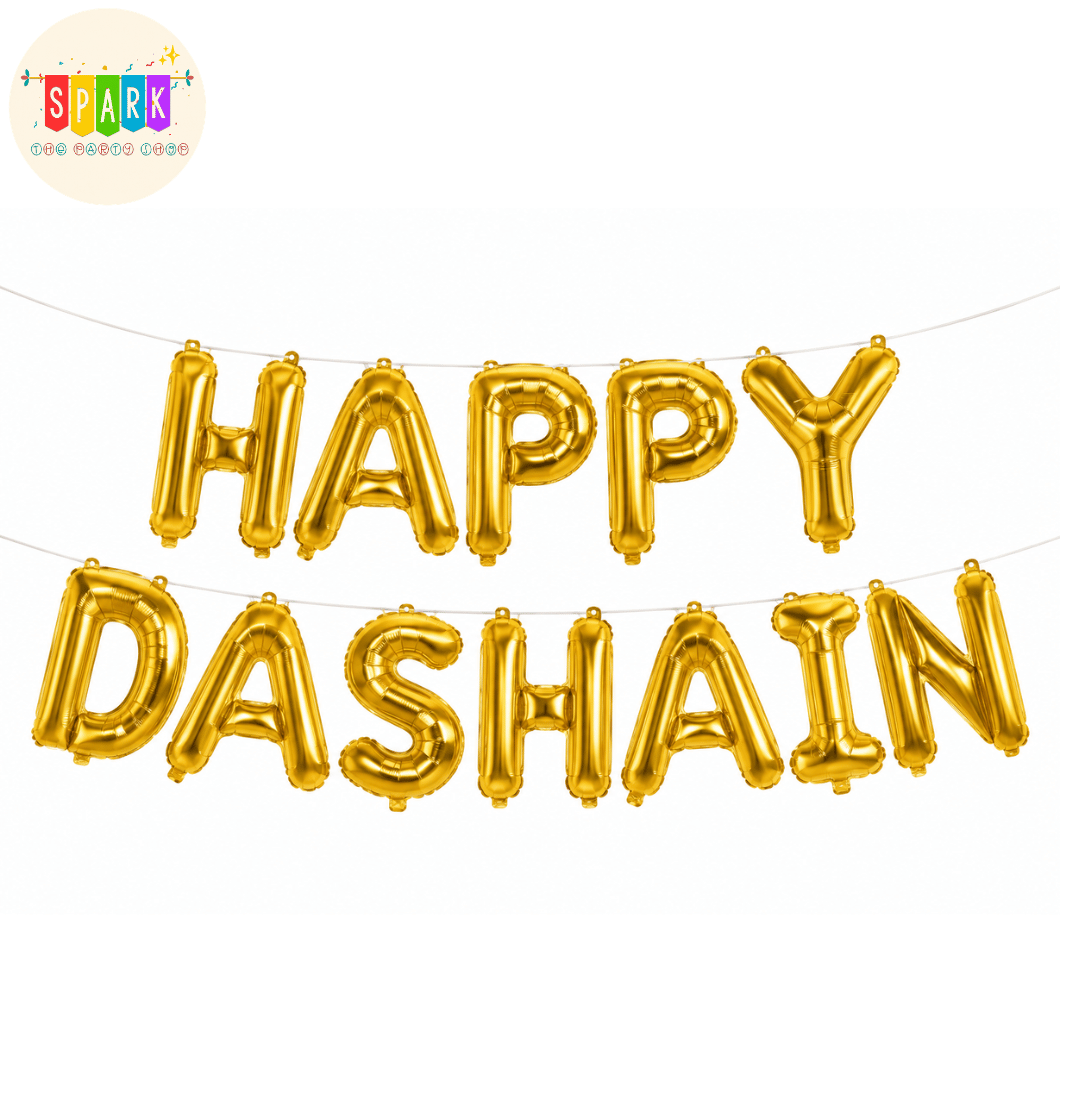 Bow Foil Balloon (52) Happy Dashain Foil Balloon Banner – Gold