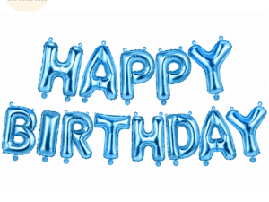 Happy Birthday Foil Balloon Banner – Blue
