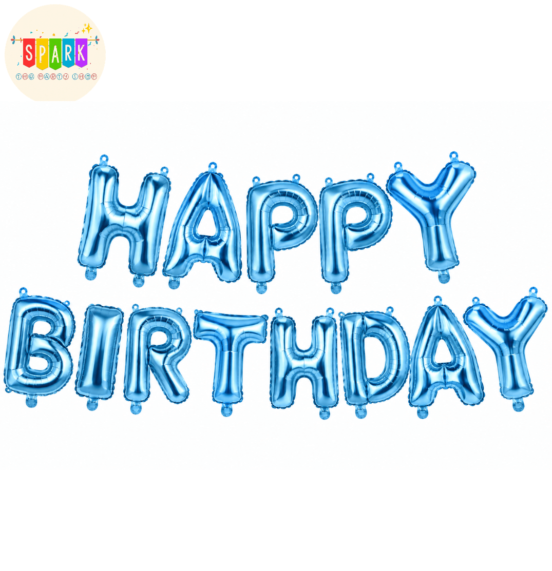 Bow Foil Balloon (61) Happy Birthday Foil Balloon Banner – Blue
