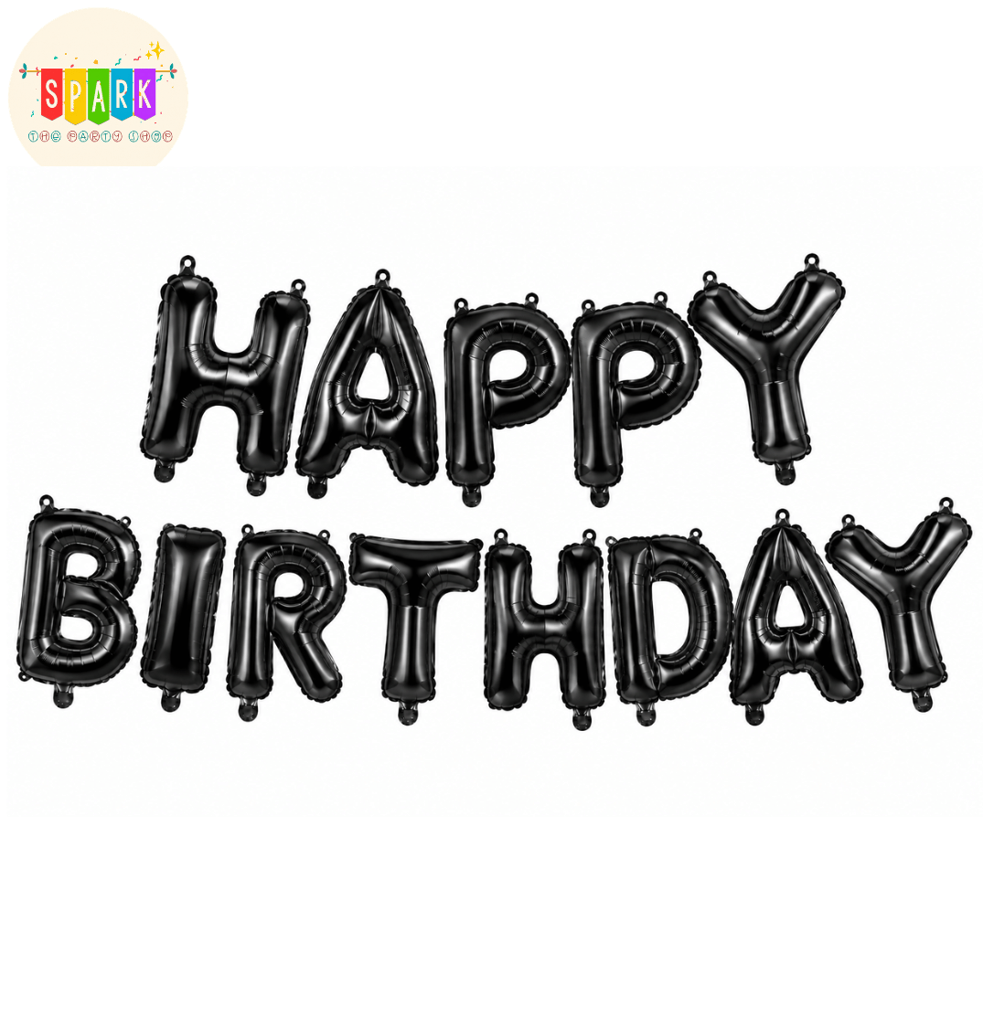 Black “HAPPY BIRTHDAY” Foil Balloon Set
