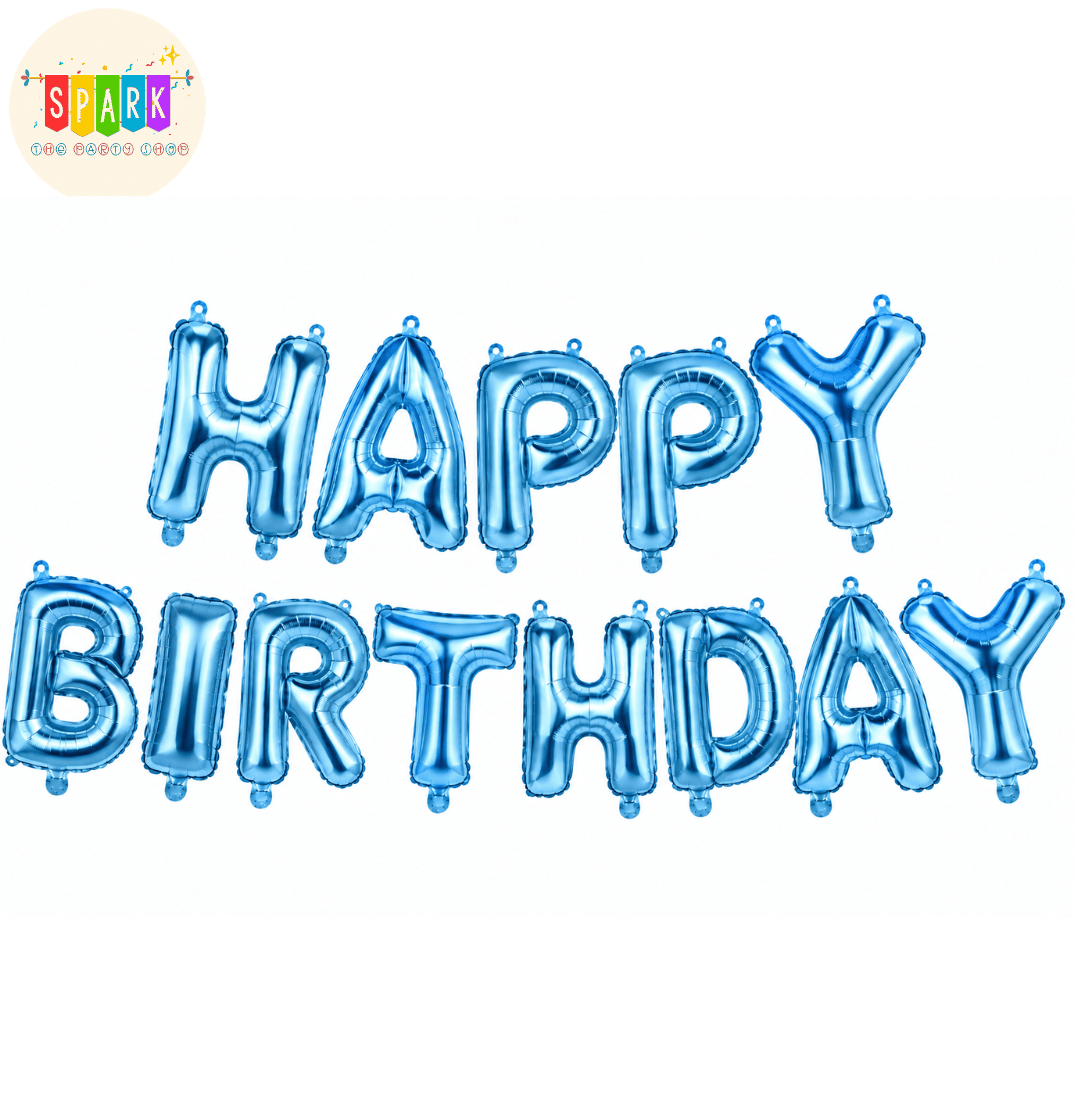 Blue “HAPPY BIRTHDAY” Foil Balloon Set