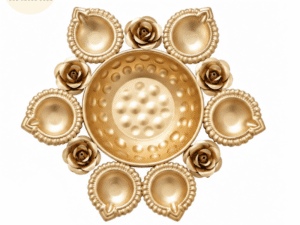Golden Floral Diya Set