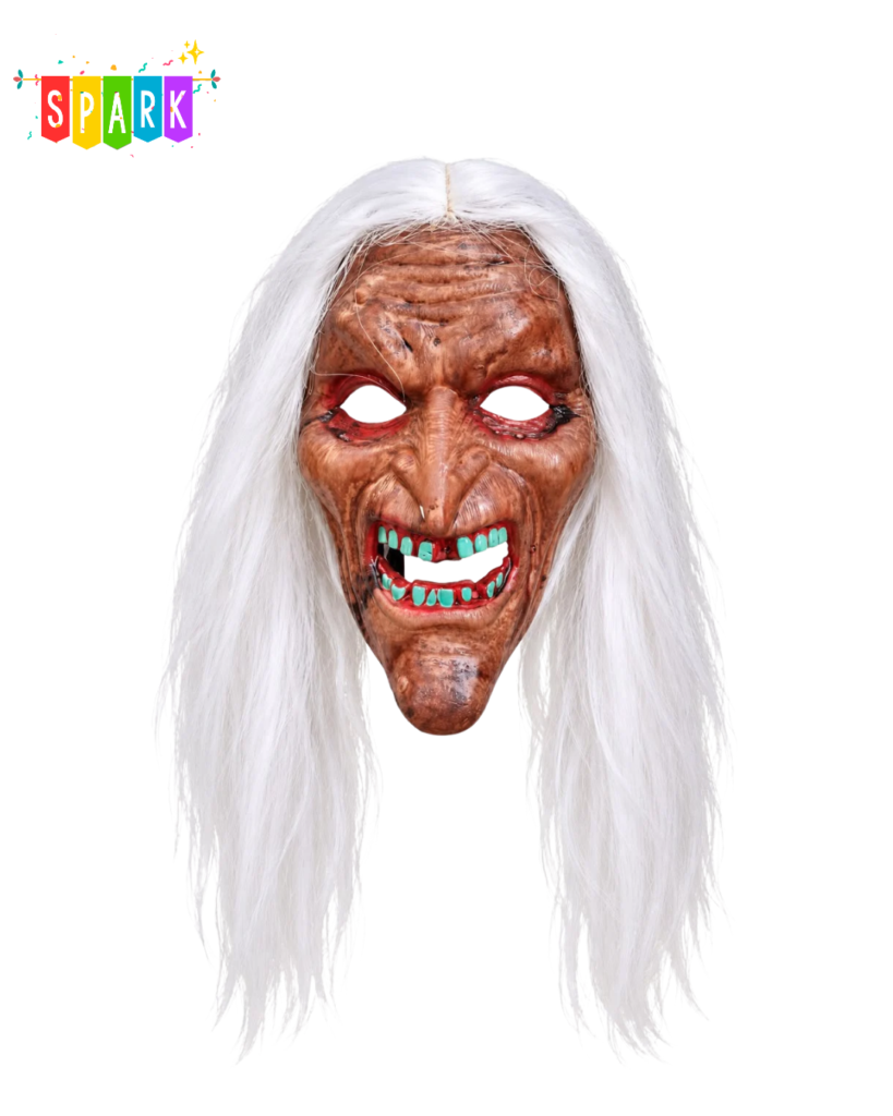 Witch Mask with White Hair – Spark Party Shop