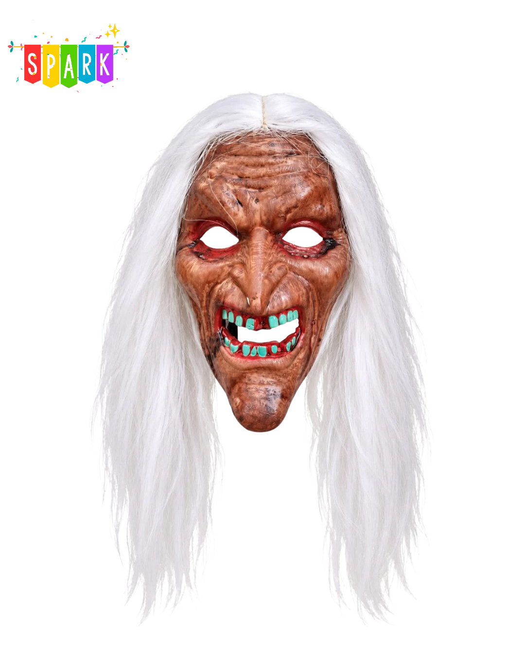 Witch Mask with White Hair